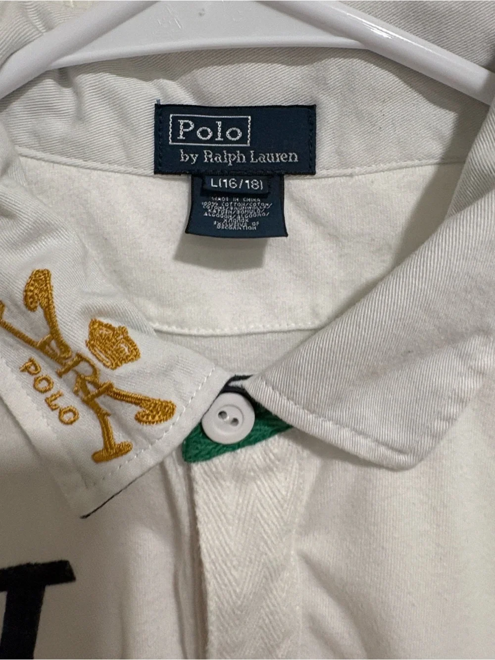 Polo Ralph Lauren vintage White Premium Club Embroidered Rugby Shirt kids 16-18